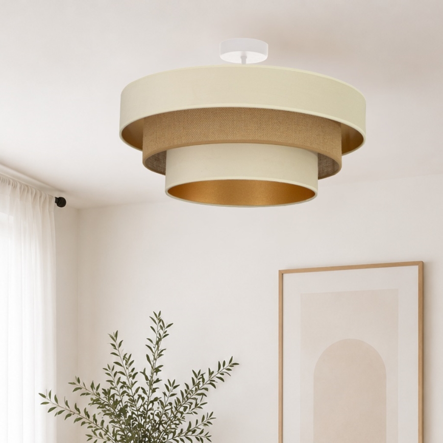 Επιφανειακό φωτιστικό οροφής WENTA 1xE27/60W/230V Ø 50 εκ. μπεζ/γιούτα