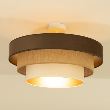 Επιφανειακό φωτιστικό οροφής WENTA, 1xE27/60W/230V, διάμ. 50 εκ., καφέ/γιούτα/μπεζ