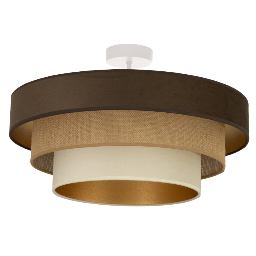 Επιφανειακό φωτιστικό οροφής WENTA, 1xE27/60W/230V, διάμ. 50 εκ., καφέ/γιούτα/μπεζ
