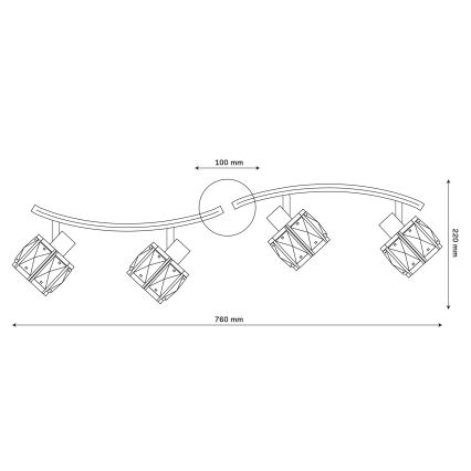 Επιφανειακό φωτιστικό οροφής ZAHARA 4xE27/10W/230V μαύρο