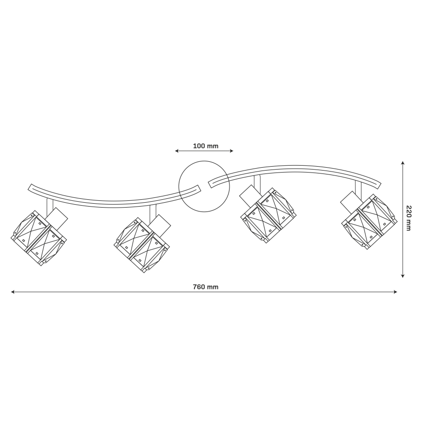 Επιφανειακό φωτιστικό οροφής ZAHARA 4xE27/10W/230V μαύρο