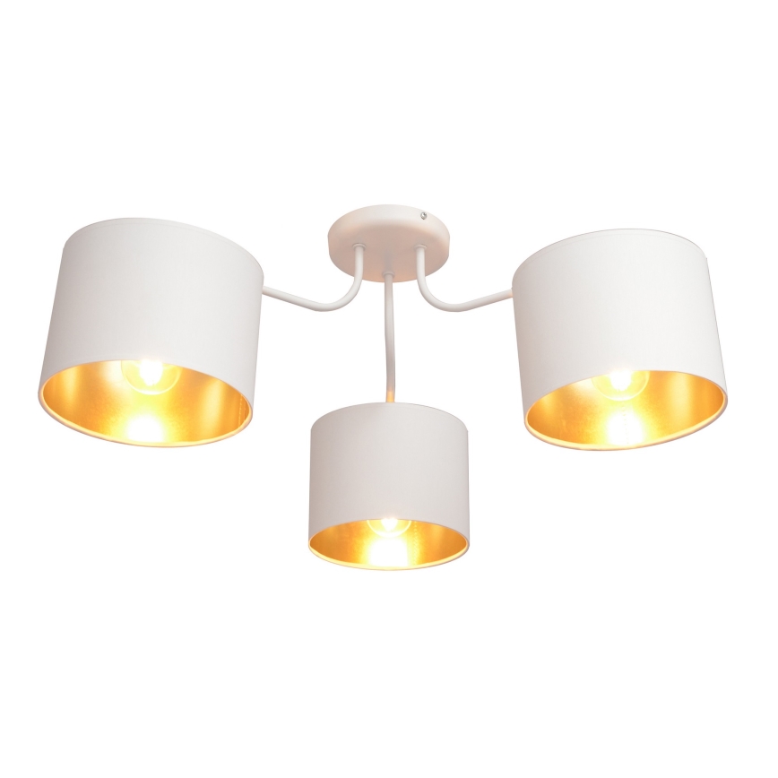 Επιφανειακός πολυέλαιος ALBA 3xE27/15W/230V λευκό/χρυσό