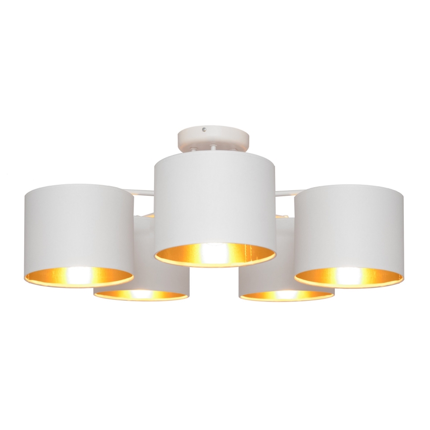 Επιφανειακός πολυέλαιος ALBA 5xE27/15W/230V λευκό/χρυσό