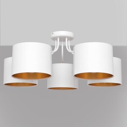 Επιφανειακός πολυέλαιος ALBA 5xE27/15W/230V λευκό/χρυσό