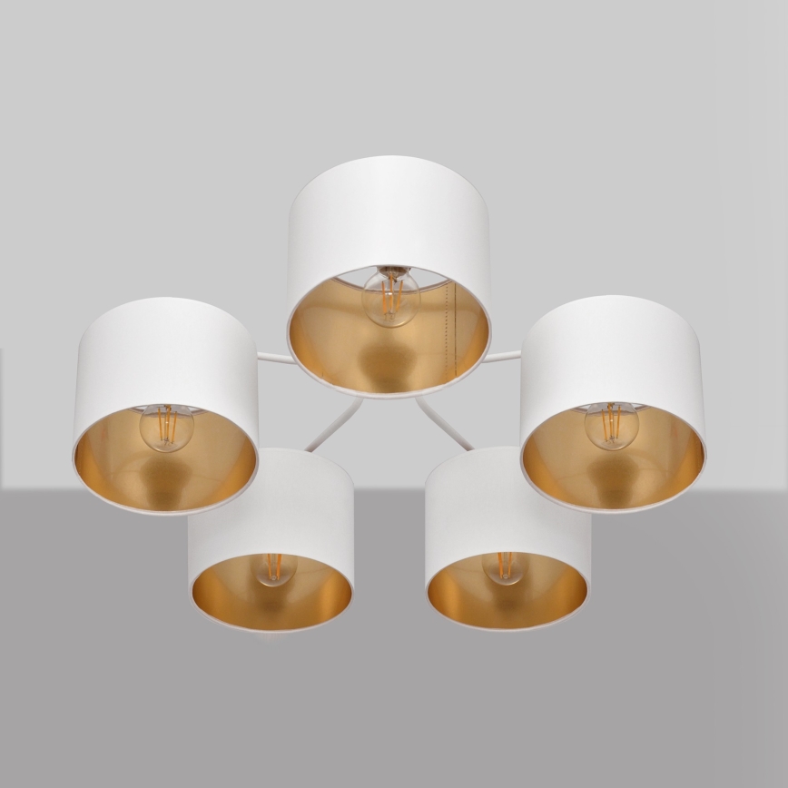 Επιφανειακός πολυέλαιος ALBA 5xE27/15W/230V λευκό/χρυσό