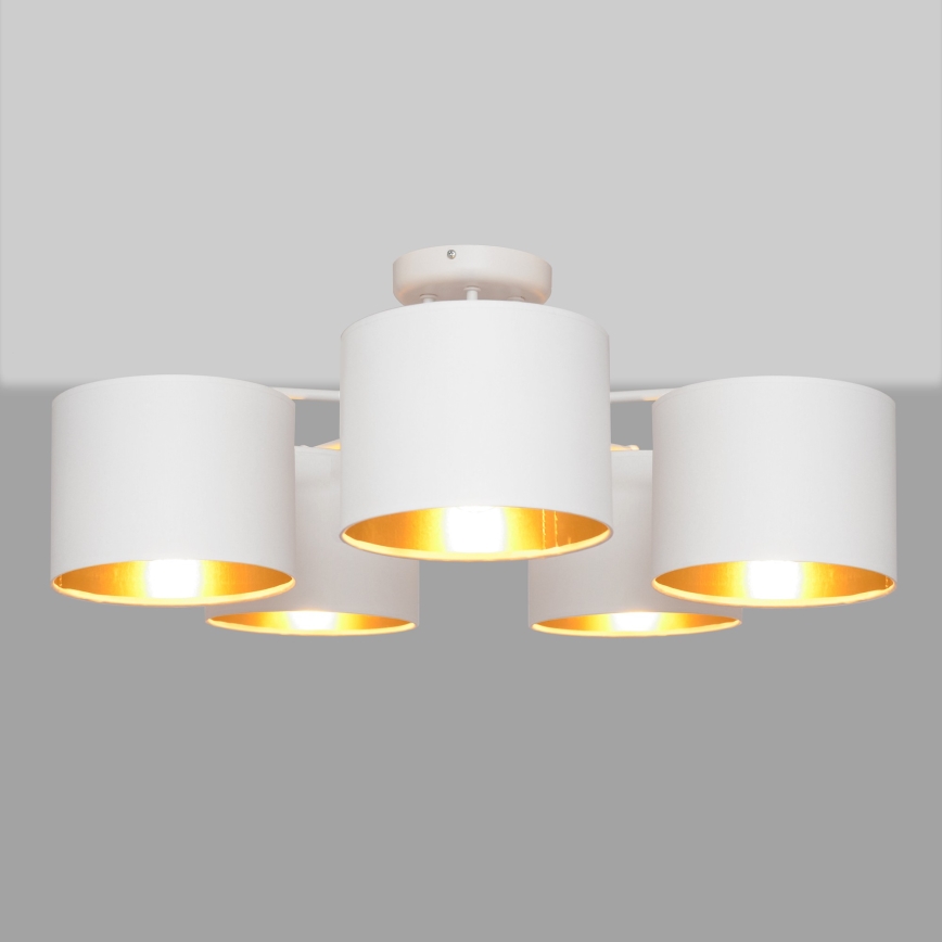 Επιφανειακός πολυέλαιος ALBA 5xE27/15W/230V λευκό/χρυσό