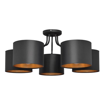 Επιφανειακός πολυέλαιος ALBA 5xE27 / 15W / 230V μαύρο / χρυσό