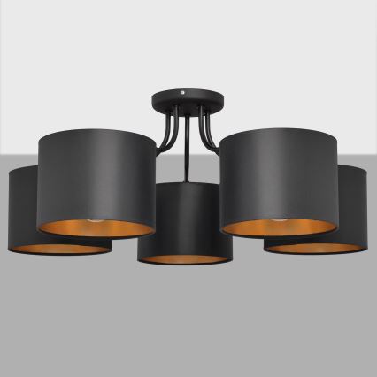 Επιφανειακός πολυέλαιος ALBA 5xE27 / 15W / 230V μαύρο / χρυσό