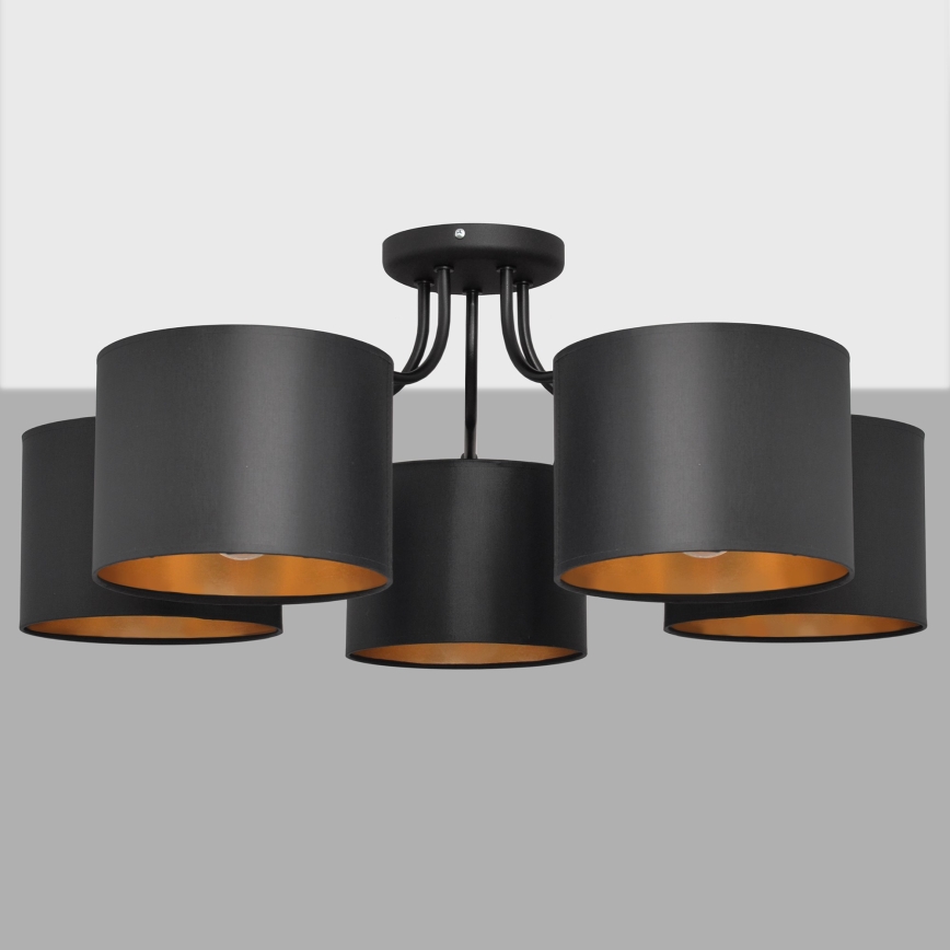 Επιφανειακός πολυέλαιος ALBA 5xE27 / 15W / 230V μαύρο / χρυσό