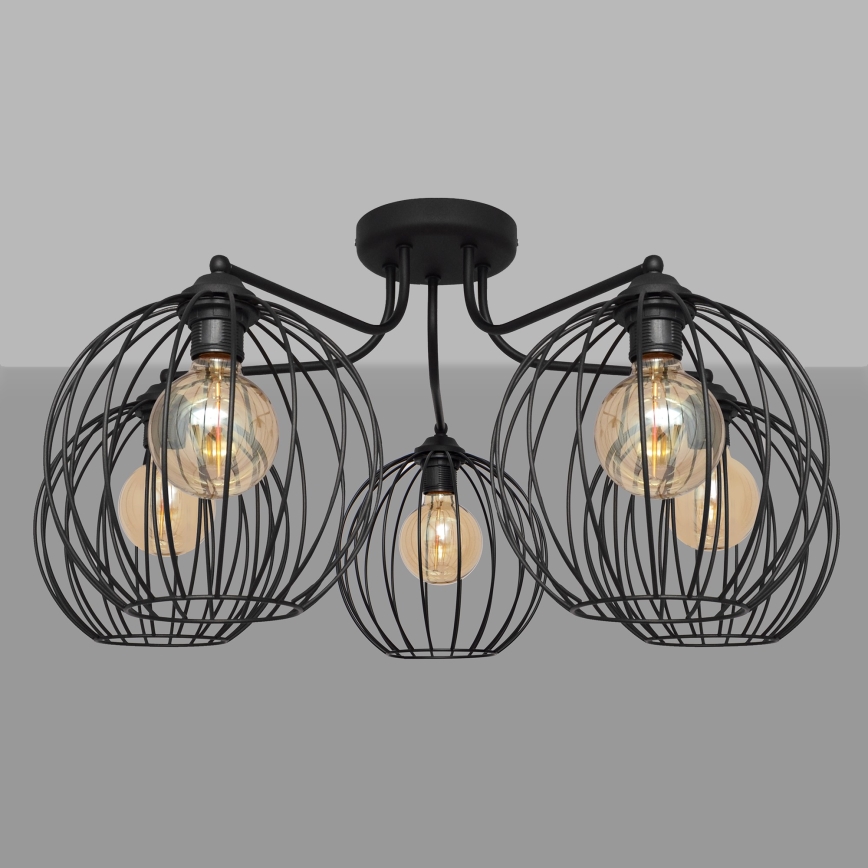 Επιφανειακός πολυέλαιος MERCURE 5xE27/15W/230V μαύρο