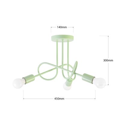 Επιφανειακός πολυέλαιος OXFORD 3xE27/15W/230V πράσινος