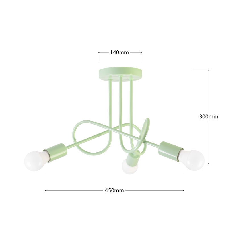 Επιφανειακός πολυέλαιος OXFORD 3xE27/15W/230V πράσινος