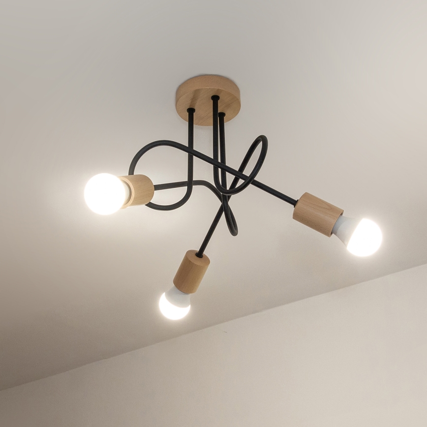 Επιφανειακός πολυέλαιος OXFORD 3xE27/15W/230V πεύκο/μαύρο