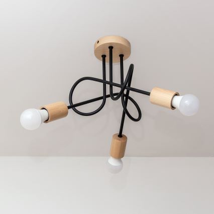 Επιφανειακός πολυέλαιος OXFORD 3xE27/15W/230V πεύκο/μαύρο