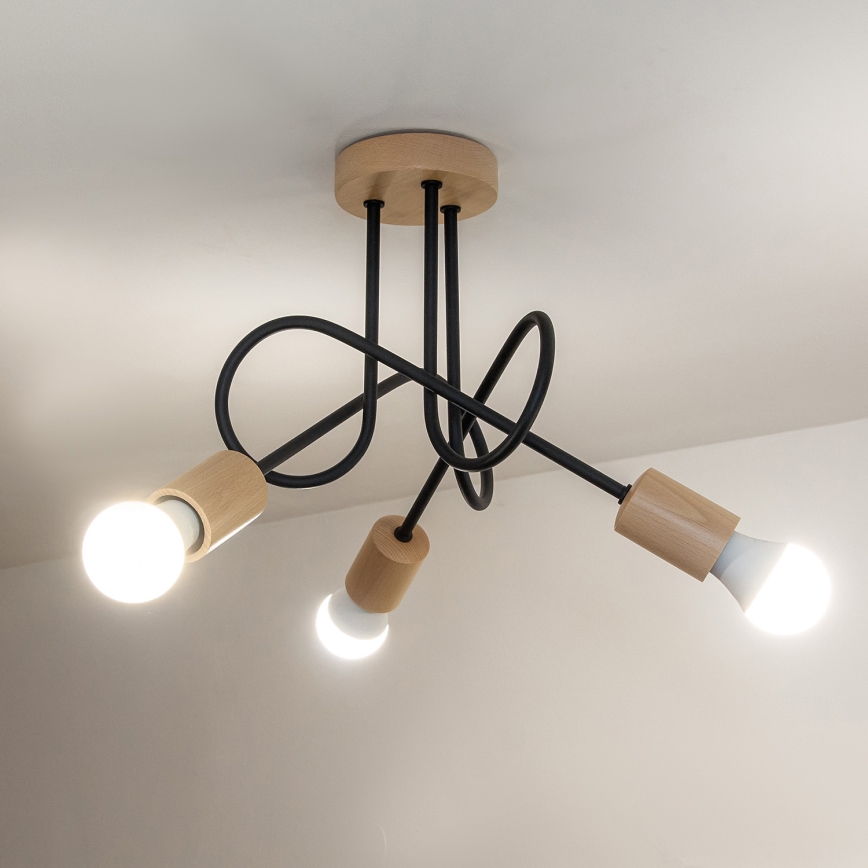 Επιφανειακός πολυέλαιος OXFORD 3xE27/15W/230V πεύκο/μαύρο