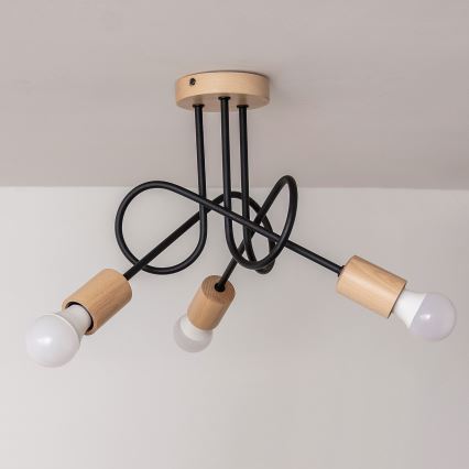 Επιφανειακός πολυέλαιος OXFORD 3xE27/15W/230V πεύκο/μαύρο