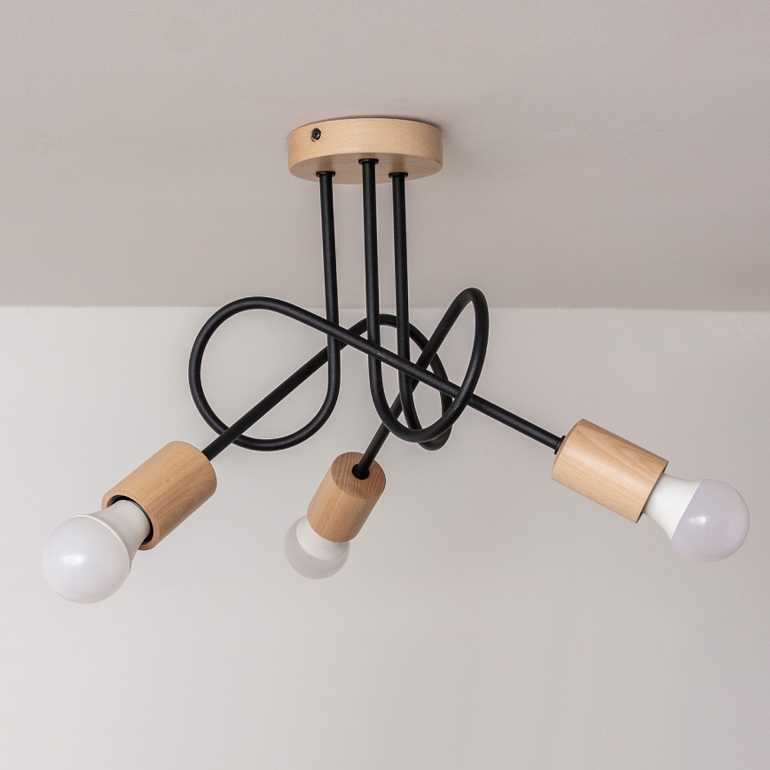 Επιφανειακός πολυέλαιος OXFORD 3xE27/15W/230V πεύκο/μαύρο