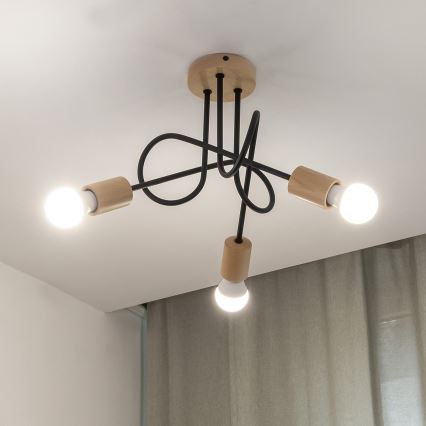 Επιφανειακός πολυέλαιος OXFORD 3xE27/15W/230V πεύκο/μαύρο
