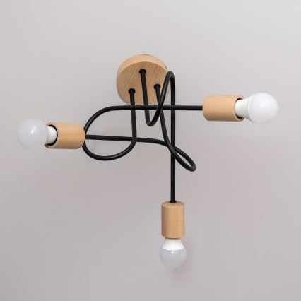 Επιφανειακός πολυέλαιος OXFORD 3xE27/15W/230V πεύκο/μαύρο