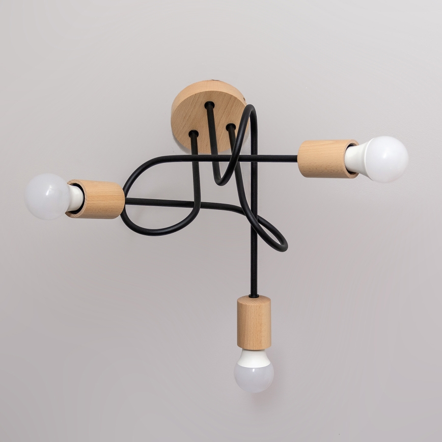 Επιφανειακός πολυέλαιος OXFORD 3xE27/15W/230V πεύκο/μαύρο