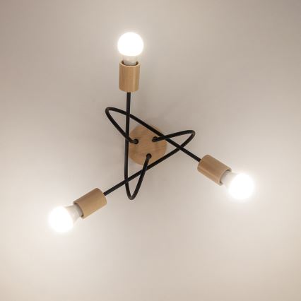 Επιφανειακός πολυέλαιος OXFORD 3xE27/15W/230V πεύκο/μαύρο