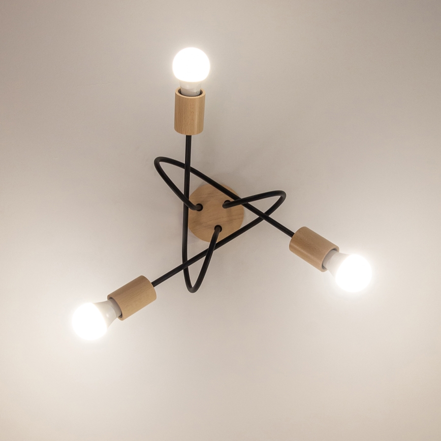 Επιφανειακός πολυέλαιος OXFORD 3xE27/15W/230V πεύκο/μαύρο