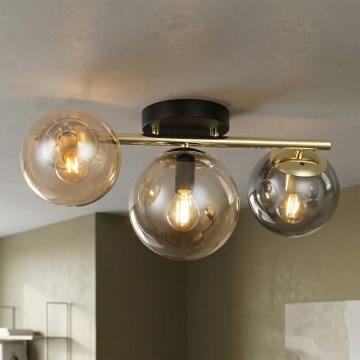 Επικαθήμενο φωτιστικό οροφής AURIS 3xE14/15W/230V χρυσό/καπνιστό μαύρο/μπεζ