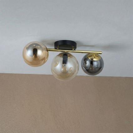 Επικαθήμενο φωτιστικό οροφής AURIS 3xE14/15W/230V χρυσό/καπνιστό μαύρο/μπεζ