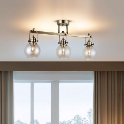 Επικαθήμενο φωτιστικό οροφής POLINO 3xE27/40W/230V μπρονζέ