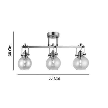 Επικαθήμενο φωτιστικό οροφής POLINO 3xE27/40W/230V μπρονζέ
