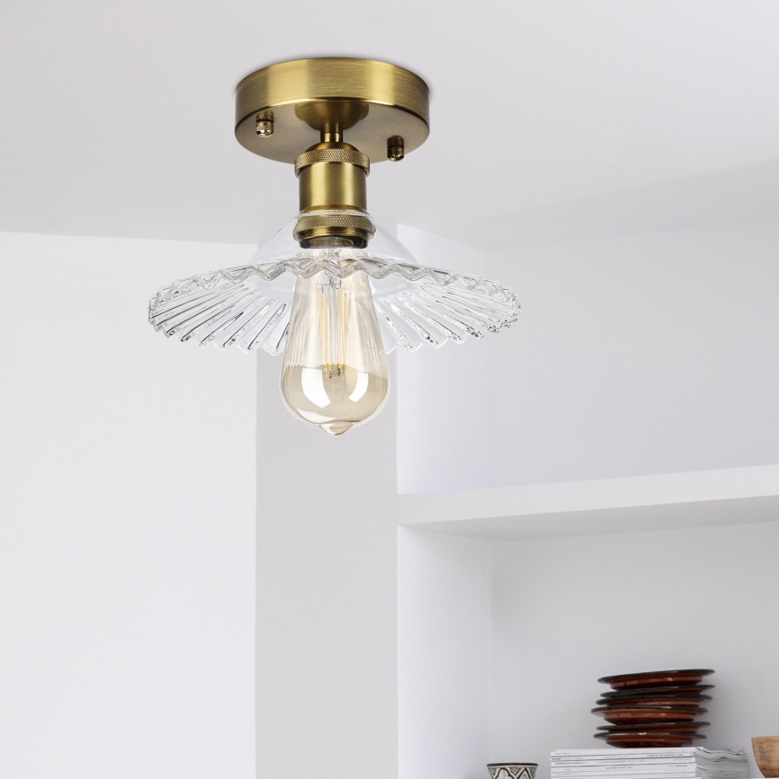 Επικαθήμενο φωτιστικό οροφής TRISH 1xE27/15W/230V χρυσό/διάφανο