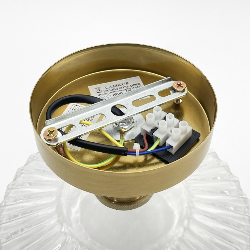 Επικαθήμενο φωτιστικό οροφής TRISH 1xE27/15W/230V χρυσό/διάφανο