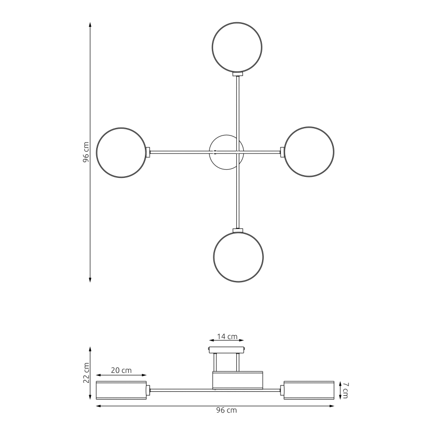 Επικολλητό φωτιστικό οροφής MAGA 4xE14/10W/230V γκρι