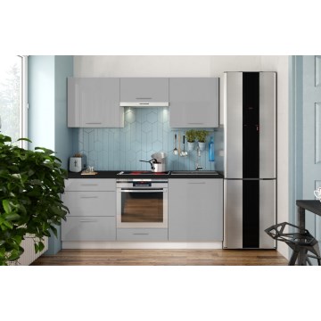 Έπιπλο κουζίνας CELESTE 180 cm, γυαλιστερό γκρι