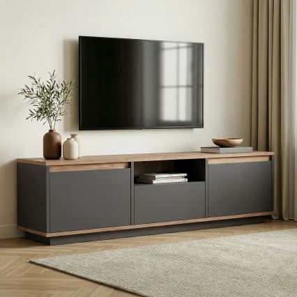 Έπιπλο τηλεόρασης KREDE 160x30 cm ανθρακί/πεύκο