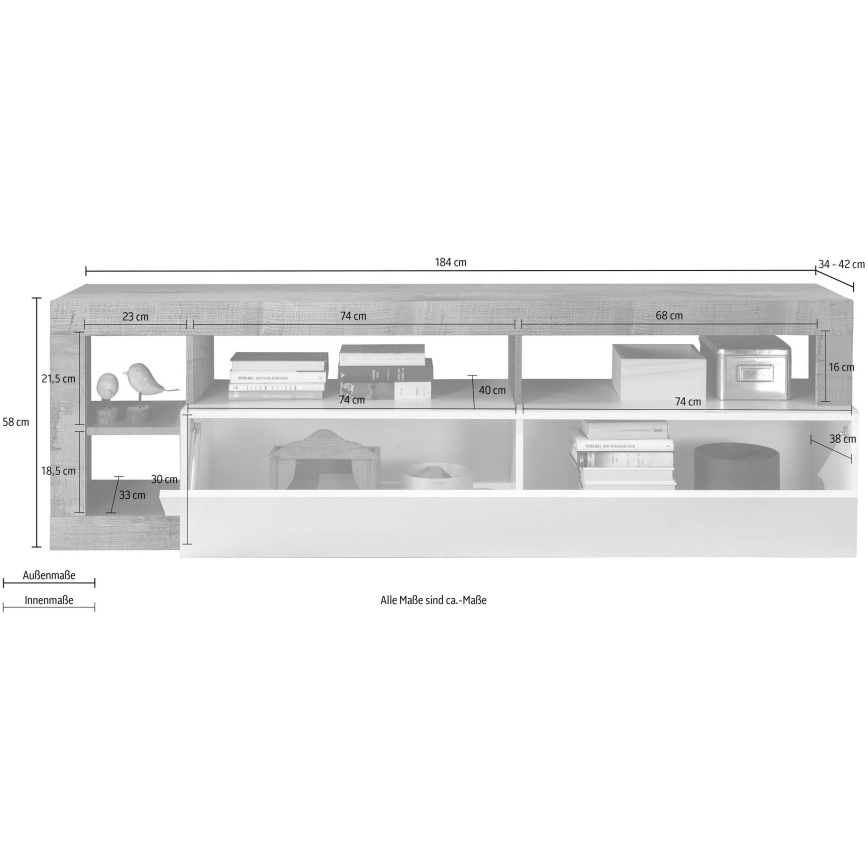 Έπιπλο τηλεόρασης LENOR λευκό/ανθρακί