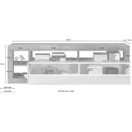 Έπιπλο τηλεόρασης LENOR λευκό/ανοιχτό δρυς