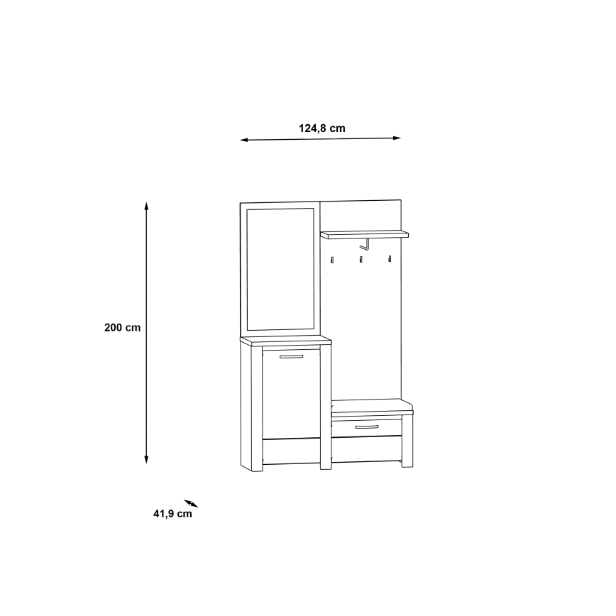 Έπιπλο εισόδου με καθρέφτη HIRO λευκό/γκρι