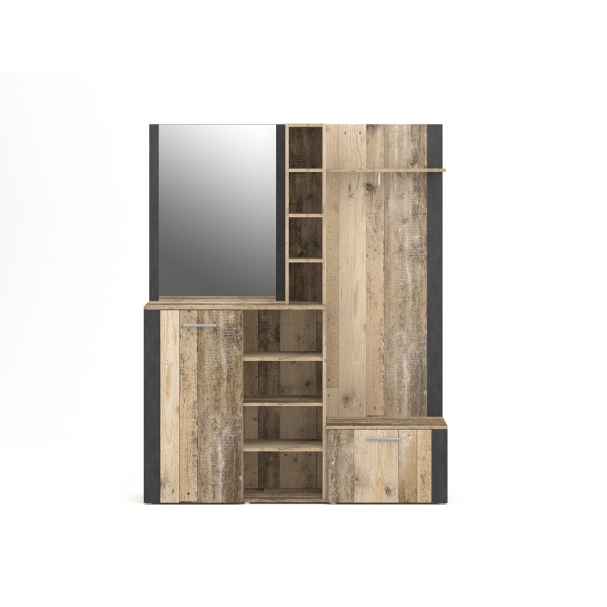 Έπιπλο εισόδου με καθρέφτη KEVIN καφέ/μαύρο