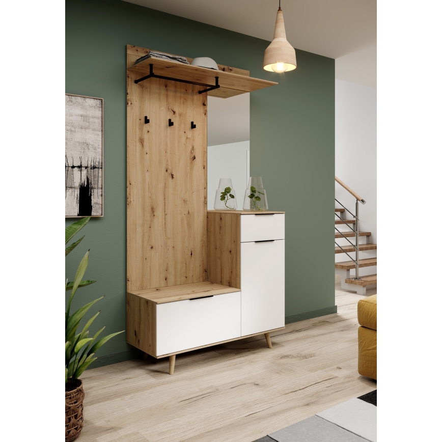 Έπιπλο εισόδου με καθρέφτη SVEN, καφέ/λευκό