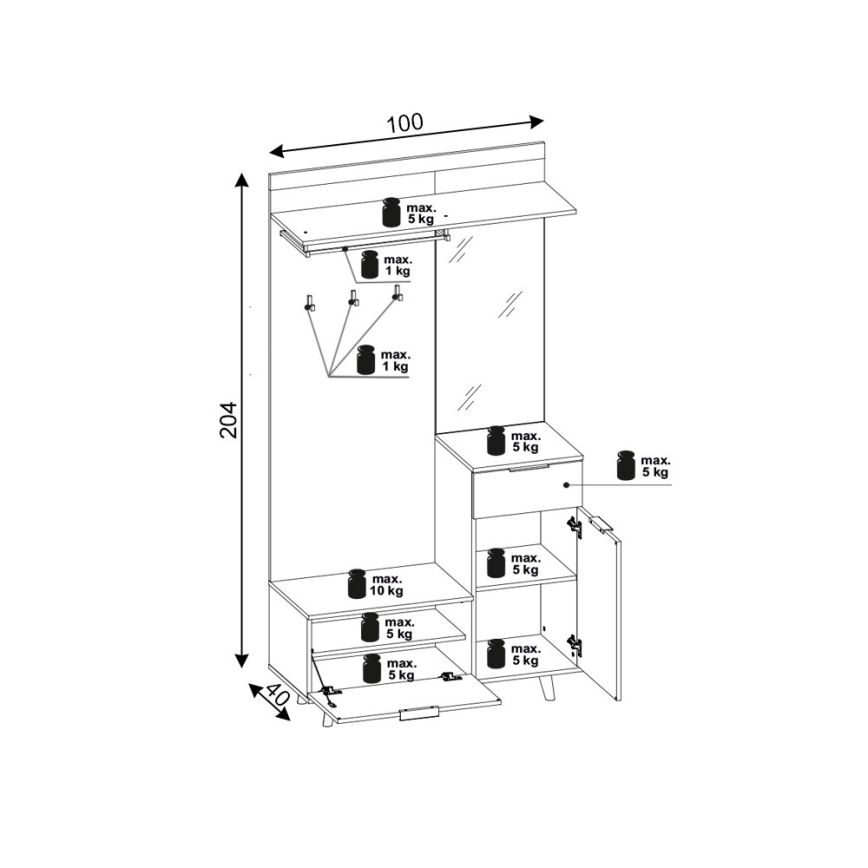 Έπιπλο εισόδου με καθρέφτη SVEN, καφέ/λευκό