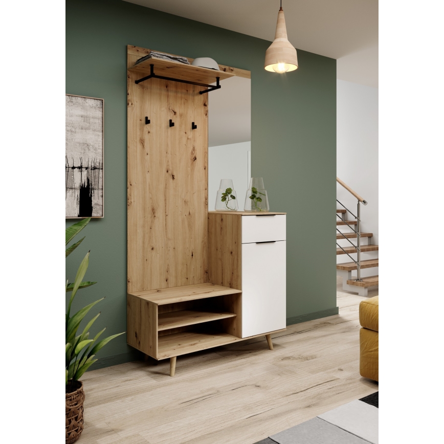 Έπιπλο εισόδου με καθρέφτη SVEN καφέ/λευκό