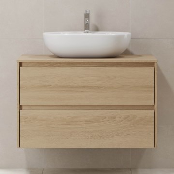 Έπιπλο μπάνιου TRONDHEIM για νιπτήρα 90x57x46 cm σε απόχρωση δρυός