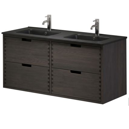Έπιπλο μπάνιου με νιπτήρα GRIBSKOV 120 cm καφέ/δρυς/μαύρο