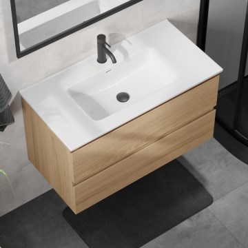 Έπιπλο μπάνιου με νιπτήρα KENWOOD 91 cm δρυς/λευκό
