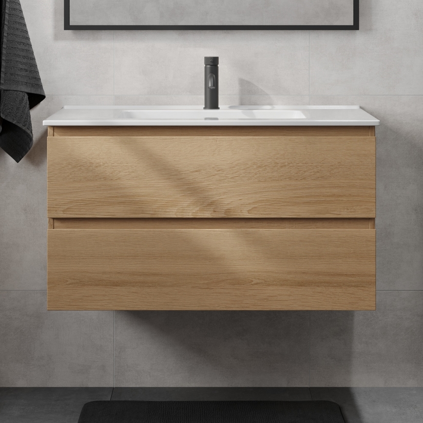 Έπιπλο μπάνιου με νιπτήρα KENWOOD 91 cm δρυς/λευκό