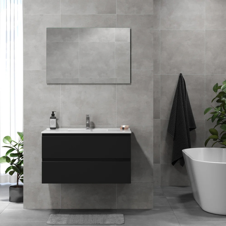 Έπιπλο μπάνιου με νιπτήρα KENWOOD, 91 x 50 x 45 εκ., μαύρο