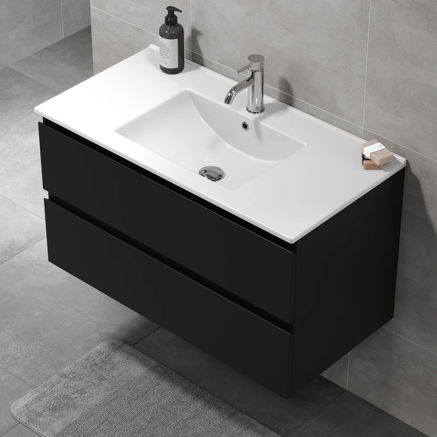 Έπιπλο μπάνιου με νιπτήρα KENWOOD, 91 x 50 x 45 εκ., μαύρο