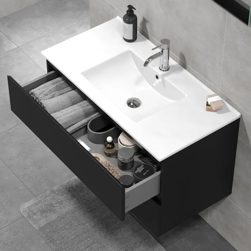 Έπιπλο μπάνιου με νιπτήρα KENWOOD, 91 x 50 x 45 εκ., μαύρο