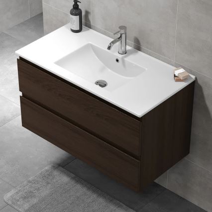 Έπιπλο μπάνιου με νιπτήρα KENWOOD 91x50x47 cm, φινίρισμα καρυδιάς
